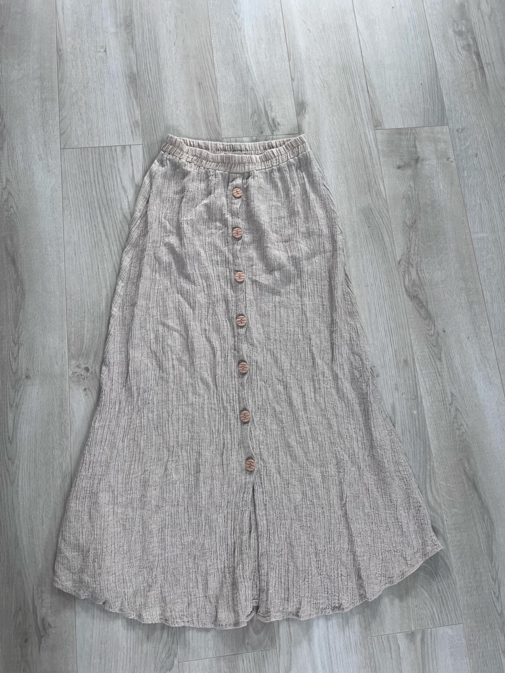 Light Taupe Button-Front Maxi Skirt
